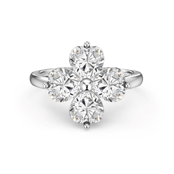 <ORIELL>Heart-shaped Four-Leaf Clover Ball Ring
