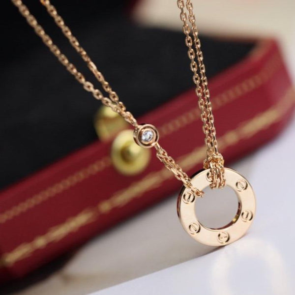 <ORIELL>LOVE NECKLACE ADJUSTABLE ROSE GOLD 2 DIAMOND