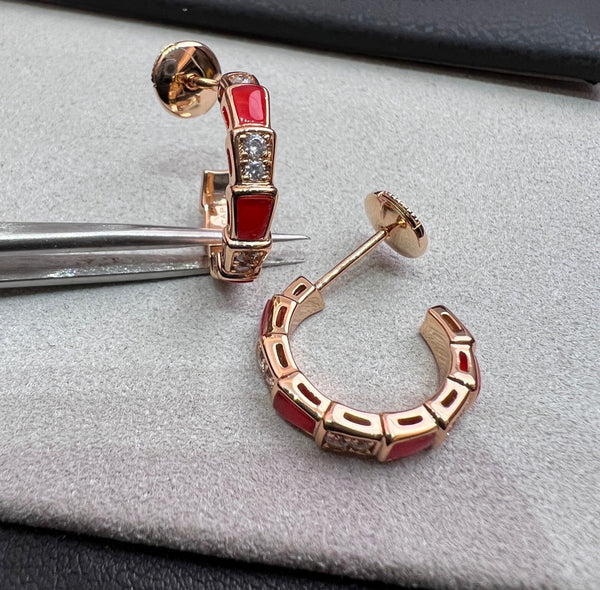 <ORIELL>SERPENTI CARNELIAN PINK GOLD EARRINGS