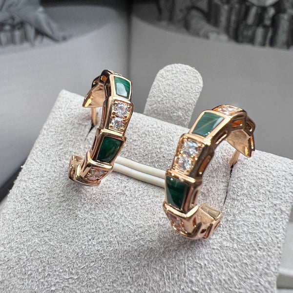 <ORIELL>SERPENTI MALACHITE PINK GOLD EARRINGS