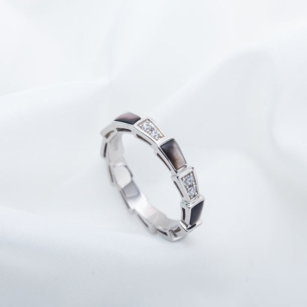 <ORIELL>SERPENTI RING SILVER  DIAMOND BLACK MOP 3MM