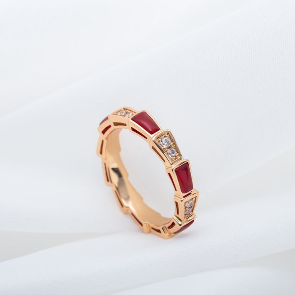 <ORIELL>SERPENTI RING PINK GOLD CARNELIAN DIAMOND 3MM