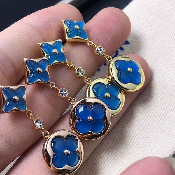 <ORIELL>STAR AND SUN AGATE DIAMOND EARRINGS