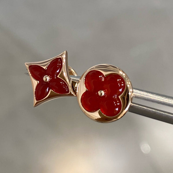 <ORIELL>STAR AND SUN PINK GOLD CARNELIAN STUD EARRINGS