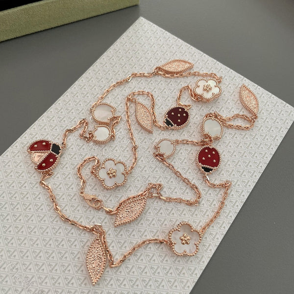 <ORIELL>LUCKY SPRING 15 MOTIFS ROSE GOLD NECKLACE