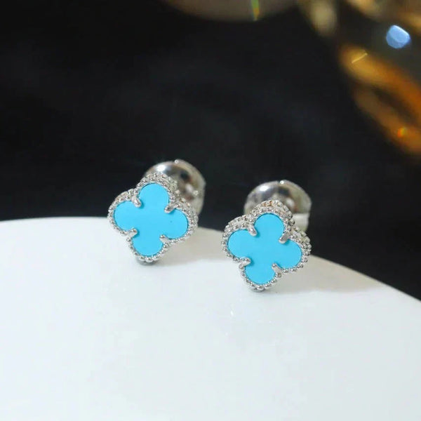 <ORIELL>CLOVER MINI 9.5MM ONYX STUD EARRINGS SILVER