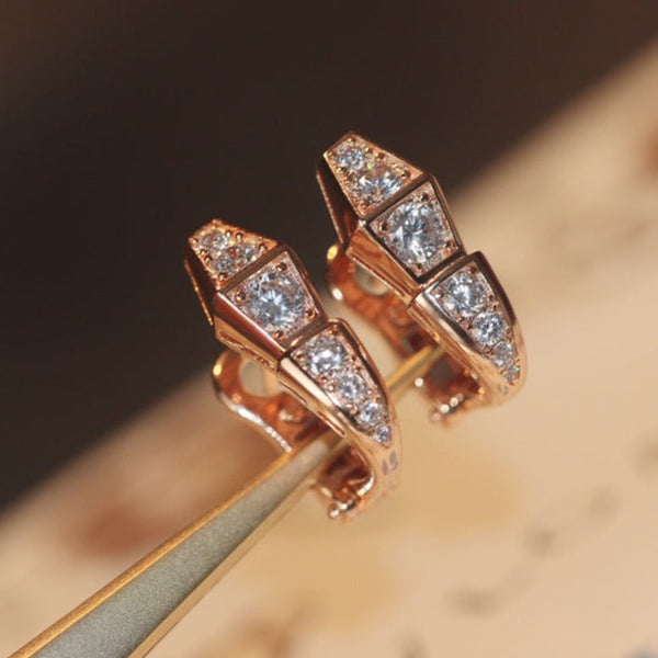 <ORIELL>SERPENT PINK GOLD DIAMOND EARRINGS