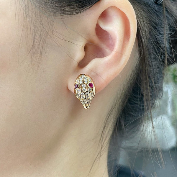 <ORIELL>SERPENT DIAMOND STUD EARRINGS