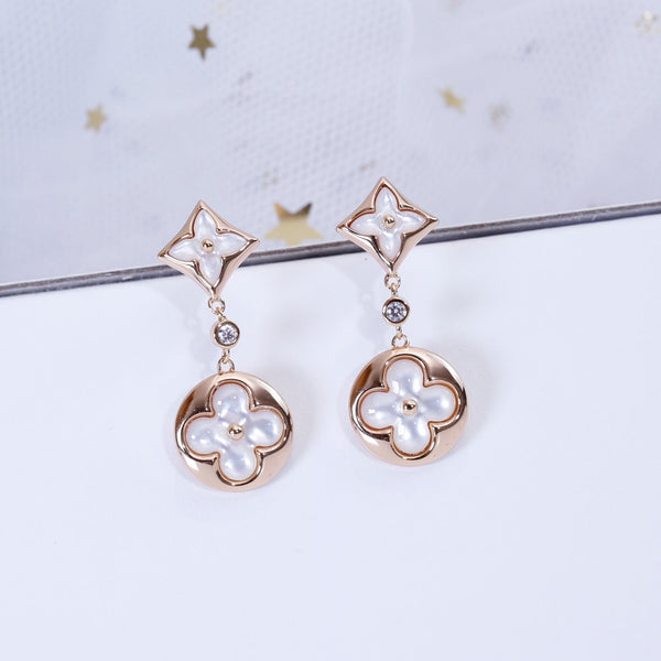 <ORIELL>STAR AND SUN PINK GOLD MOP DROP EARRINGS