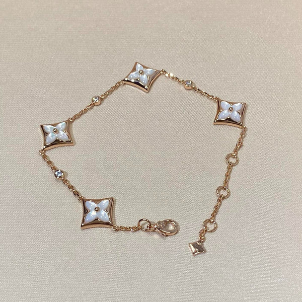 <ORIELL>STAR 4 MOTIF MOP DIAMOND PINK GOLD BRACELET