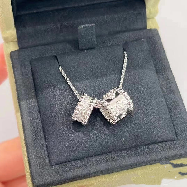 <ORIELL>PERLEE DOUBLE PENDANT SILVER DIAMOND NECKLACE