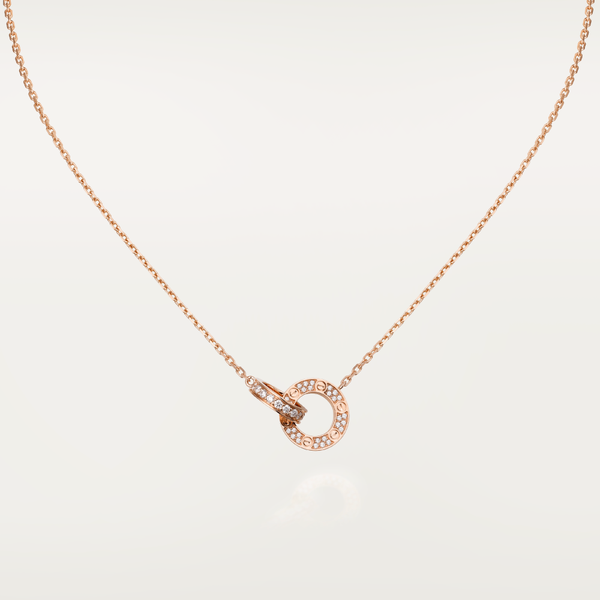 <ORIELL>LOVE 7.6MM NECKLACE ROSE GOLD AND SILVER  FULL DIAMOND