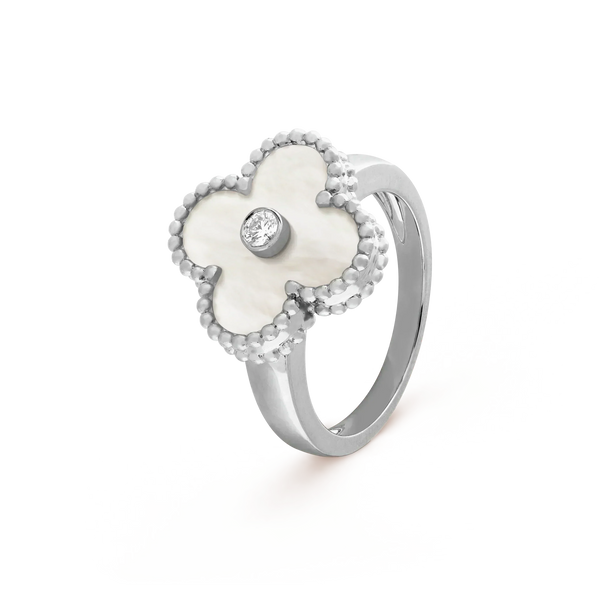 <ORIELL>CLOVER SILVER MOP DIAMOND RING