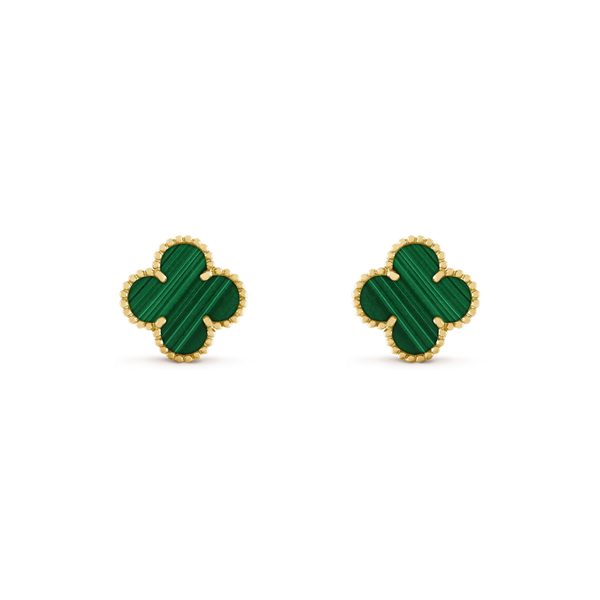 <ORIELL>CLOVER MEDIUM 1 MOTIFS MALACHITE  EARRINGS