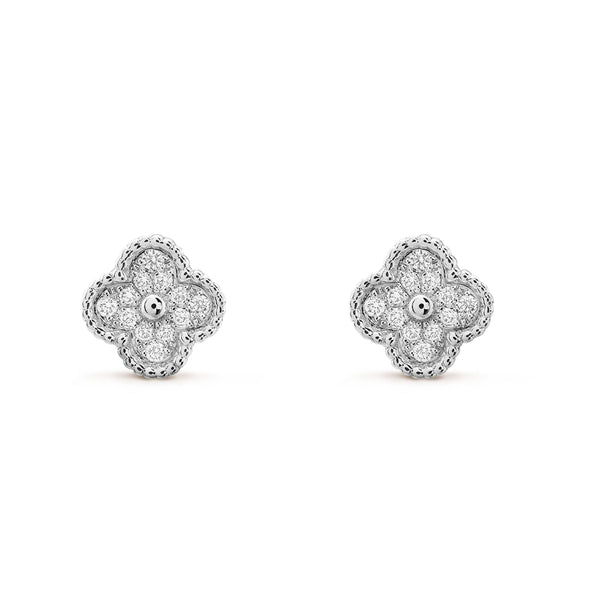 <ORIELL>CLOVER MINI DIAMOND STUD EARRINGS