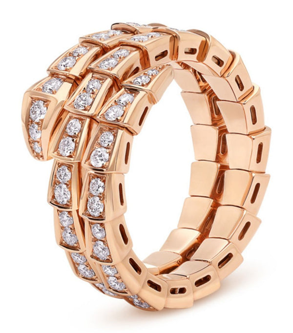 <ORIELL>SERPENTI RING PINK GOLD DIAMOND DOUBLE ROW
