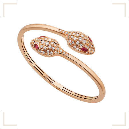 <ORIELL>SERPENTI BRACELET PINK GOLD DIAMOND DOUBLE SNAKE