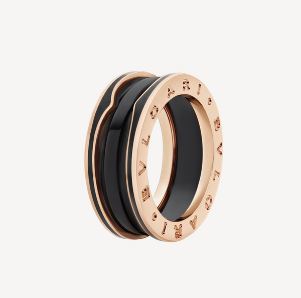 <ORIELL>ZERO 1 TWO-BAND WITH MATTE BLACK CERAMIC PINK GOLD RING