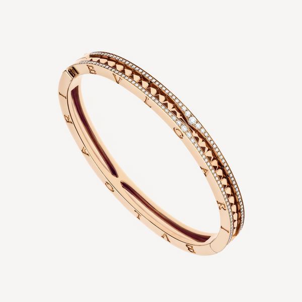 <ORIELL>ZERO 1 SPIRAL AND PAVED DIAMOND PINK GOLD BRACELET