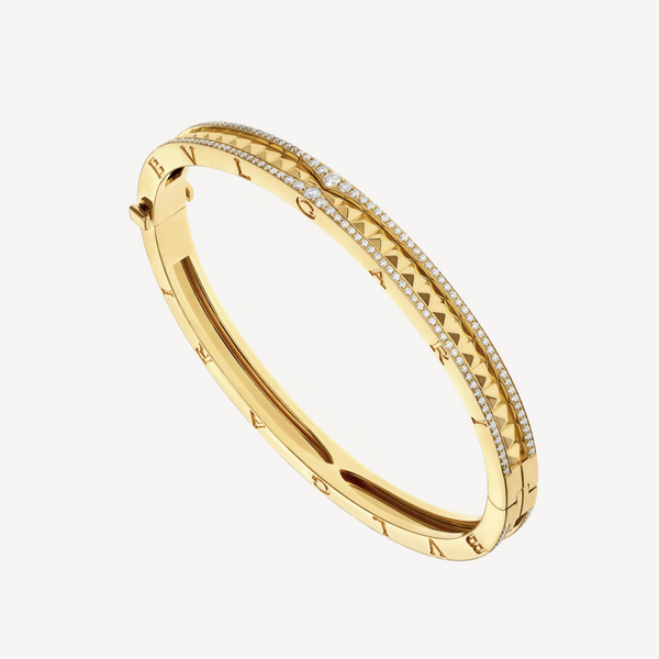 <ORIELL>ZERO 1 SPIRAL AND PAVED DIAMOND GOLD BRACELET