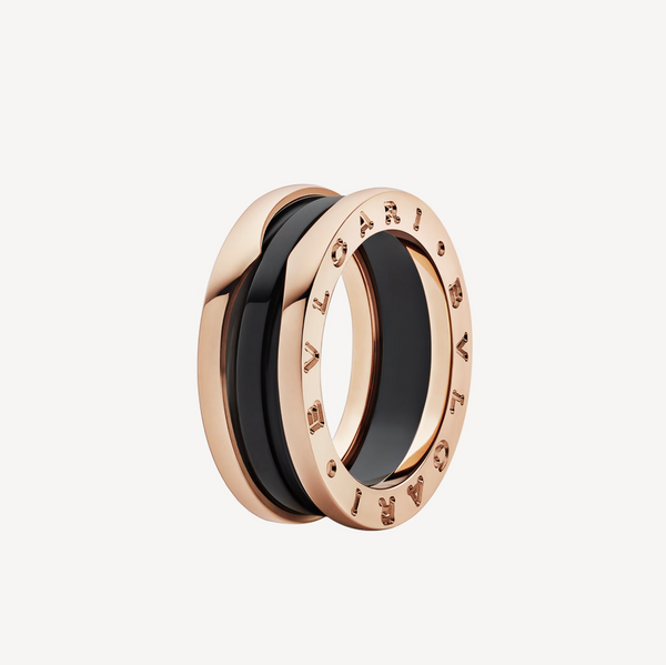 <ORIELL>ZERO 1 TWO-BAND LOOPS AND BLACK CERAMIC PINK GOLD RING