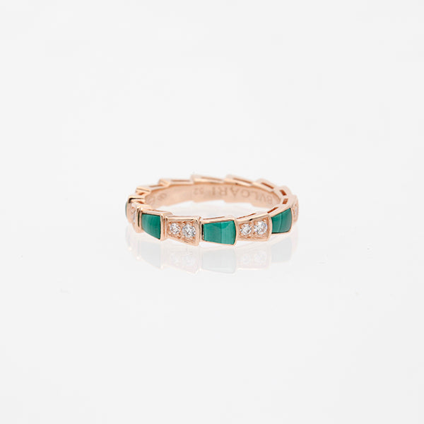 <ORIELL>SERPENTI RING PINK GOLD MALACHITE DIAMOND 3MM