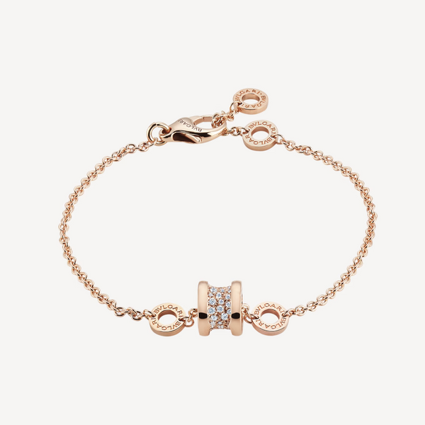 <ORIELL>ZERO 1 SOFT PINK GOLD WITH PAVED DIAMONDS ON THE SPIRAL BRACELET