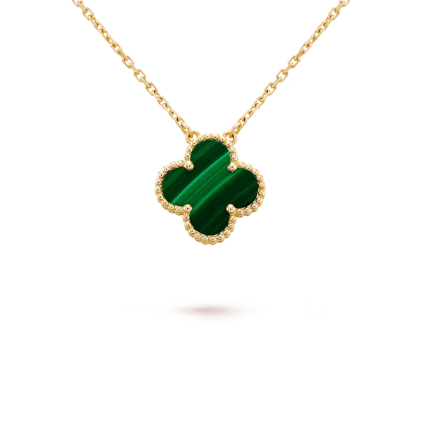 <ORIELL>CLOVER 15MM MALACHITE SINGLE FLOWER  NECKLACE
