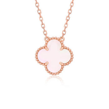 <ORIELL>CLOVER 15MM PINK MOTHER-OF-PEARL SINGLE FLOWER NECKLACE