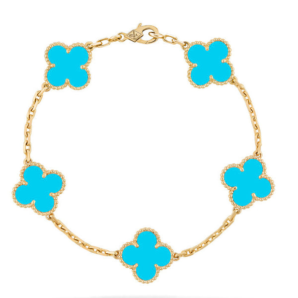 <ORIELL>CLOVER 5 MOTIFS TURQUOISE BRACELET