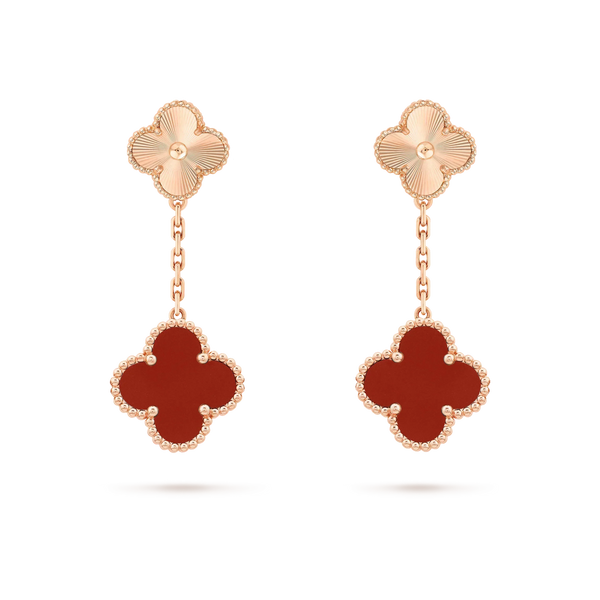 <ORIELL>CLOVER 2 MOTIF  LASER CARNELIAN EARRINGS