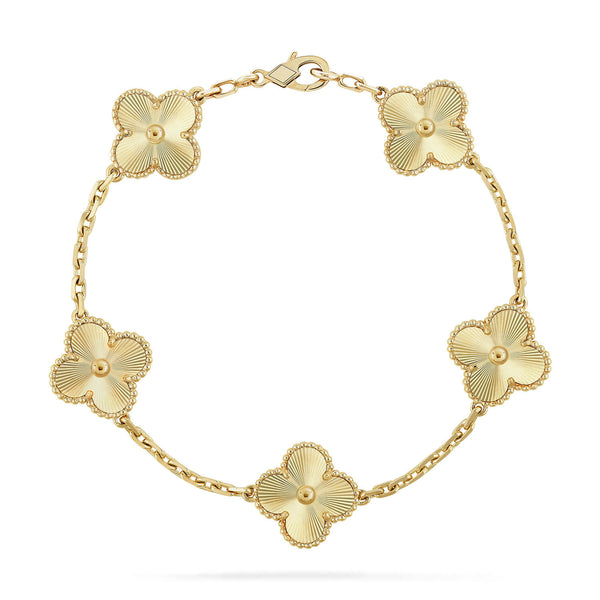 <oriell> KLEEBLATT MIT 5 BLUMEN UND LASERARMBAND </oriell>
