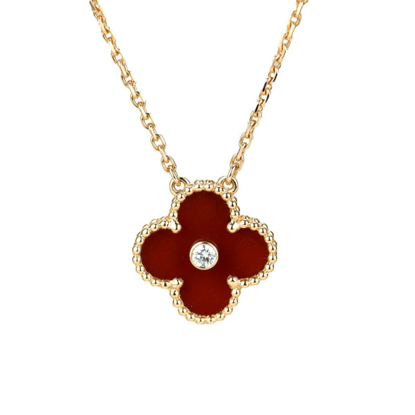 <ORIELL>CLOVER 15MM DIAMOND CARNELIAN NECKLACE