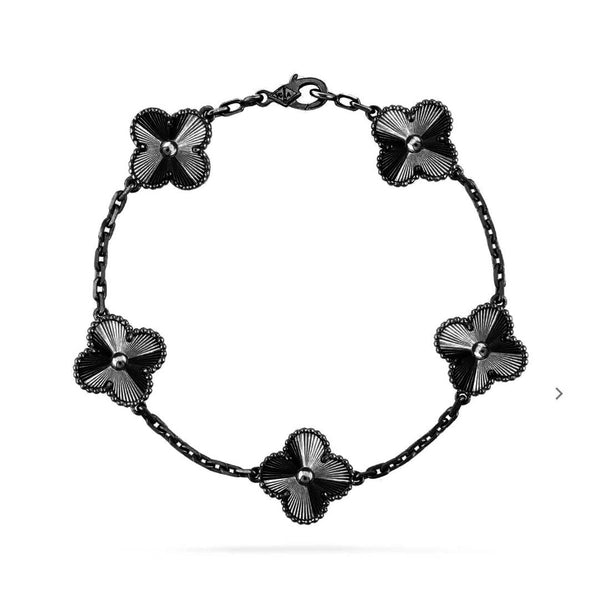 <ORIELL>CLOVER 5 MOTIF BLACK BRACELET