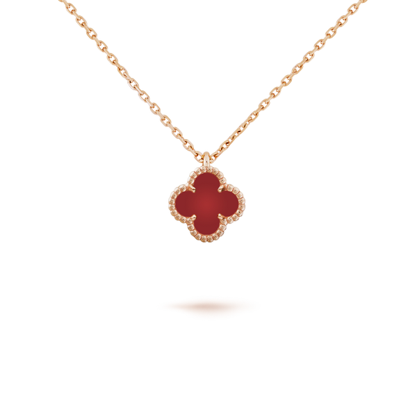 <ORIELL>CLOVER MINI 9.5MM WHITE CARNELIANS NECKLACE