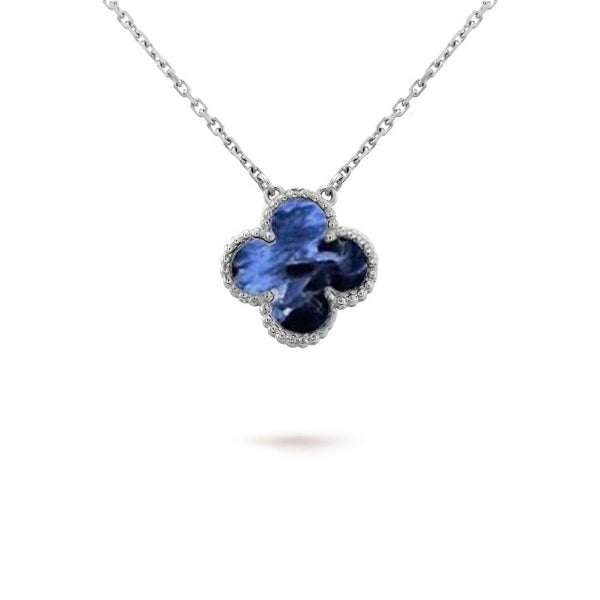 <ORIELL>CLOVER 15MM PIETERSITE NECKLACE SILVER