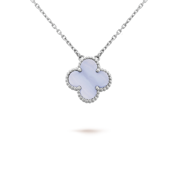 <ORIELL>CLOVER 15MM BLUE CHALCEDONY NECKLACE SILVER