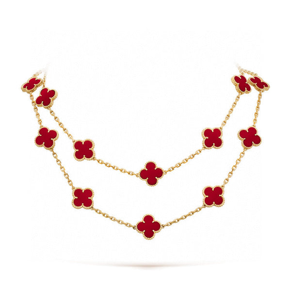 <ORIELL>CLOVER 20 MOTIFS CARNELIAN NECKLACE