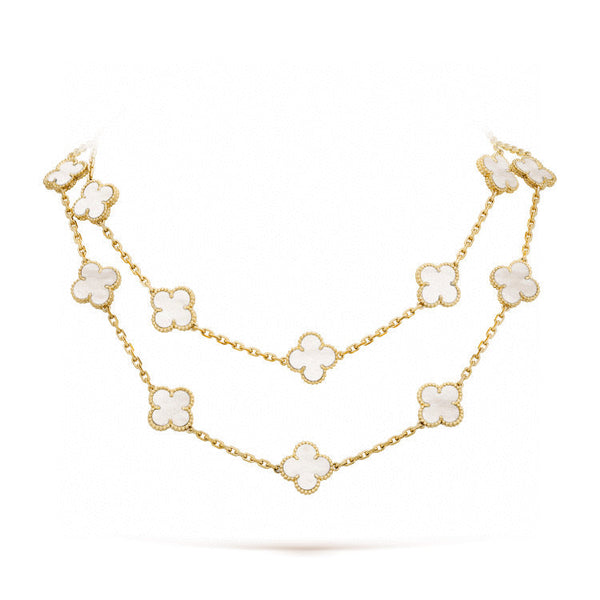 <ORIELL>CLOVER 20 MOTIFS WHITE MOP NECKLACE