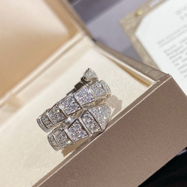 <ORIELL>SERPENTI DOUBLE RING SILVER DIAMOND PAVED