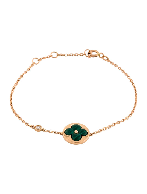 <ORIELL>SUN MALACHITE 1 DIAMOND PINK GOLD BRACELET