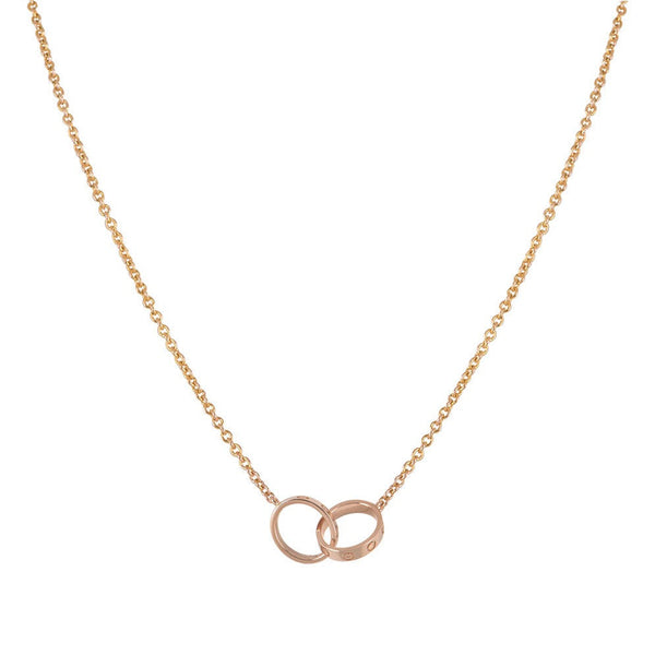 <ORIELL>LOVE NECKLACE DOUBLE RING PINK GOLD