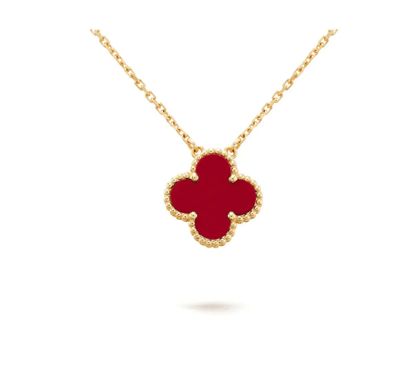<ORIELL>CLOVER 15MM CARNELIAN SINGLE FLOWER NECKLACE