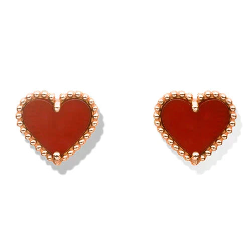 <ORIELL>HEART CARNELIAN STUD EARRINGS