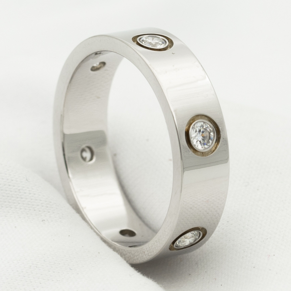 <ORIELL>LOVE RING 5.5MM 6 DIAMONDS SILVER