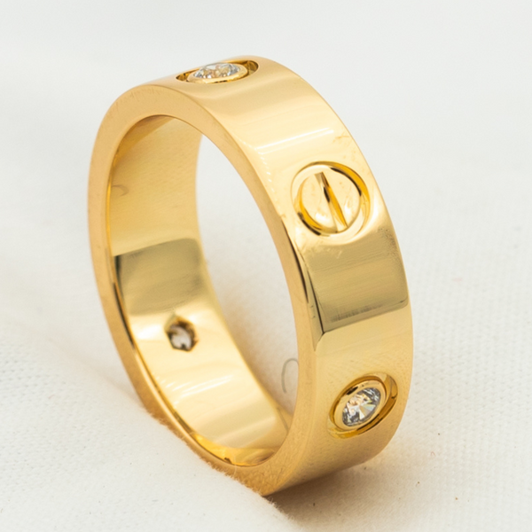 <ORIELL>LOVE RING 5.5MM 3 DIAMONDS PINK GOLD