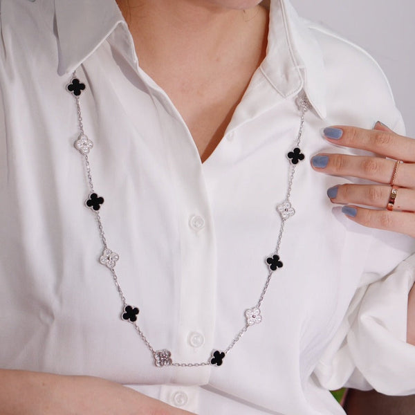 <ORIELL>CLOVER 20 MOTIFS ONYX DIAMOND SILVER