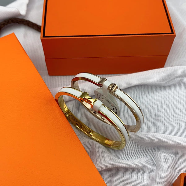 <ORIELL>CLASSIC HM CLIC WHITE 8MM ENAMEL BRACELET
