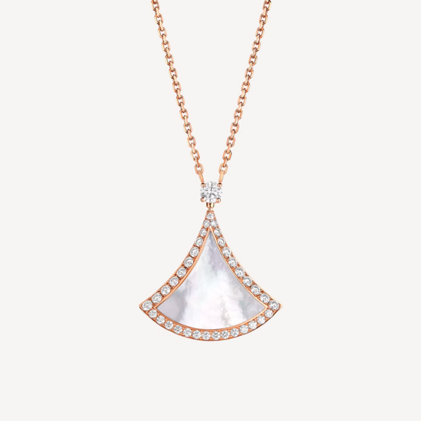 <ORIELL>DREAM MOP DIAMOND PAVED PINK GOLD NECKLACE