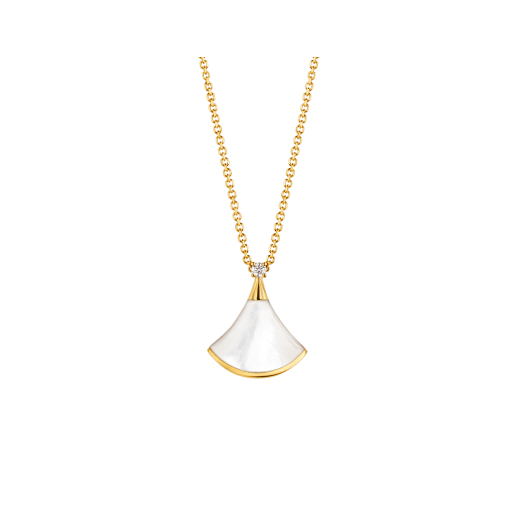<ORIELL>DREAM NECKLACE WHITE MOP GOLD 1 DIAMOND